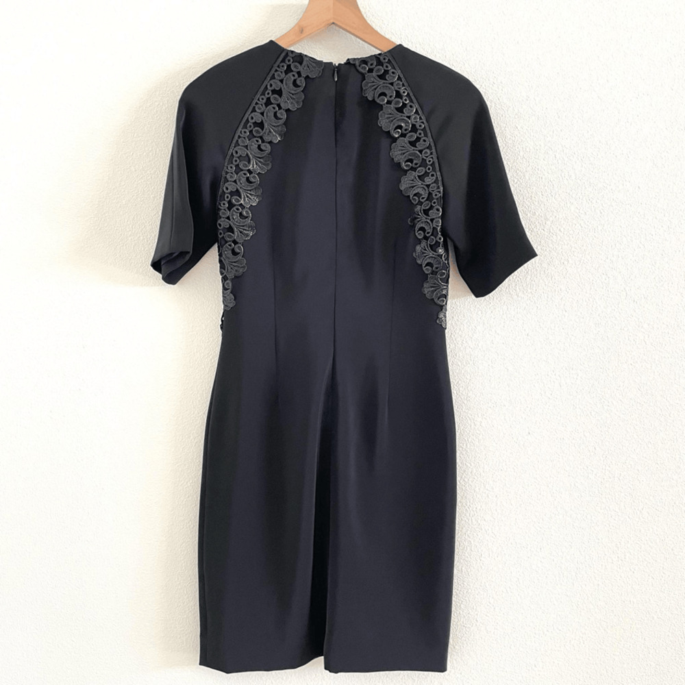 Antonio Melani Black Lace Trim Sheath Dress Women’s 2 - Picture 5 of 7